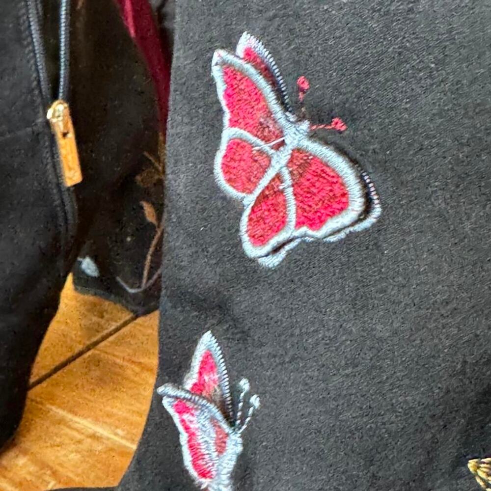 Nanette Lepore black “Lilly” embroidered Butterfly suede boots - Picture 6 of 7